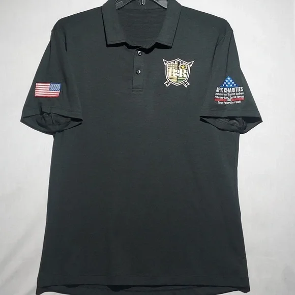 Lululemon Mens Golf Polo Black Size Medium - Picture 2 of 6